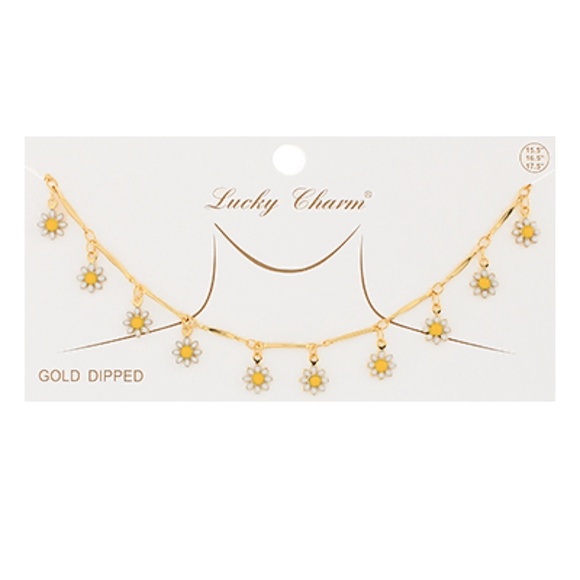 Linked Daisy Dangle Necklace - Picture 2 of 2